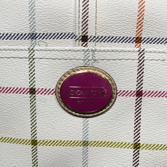 COACH Heritage Tattersall Signature Plaid Off-White Shoulder